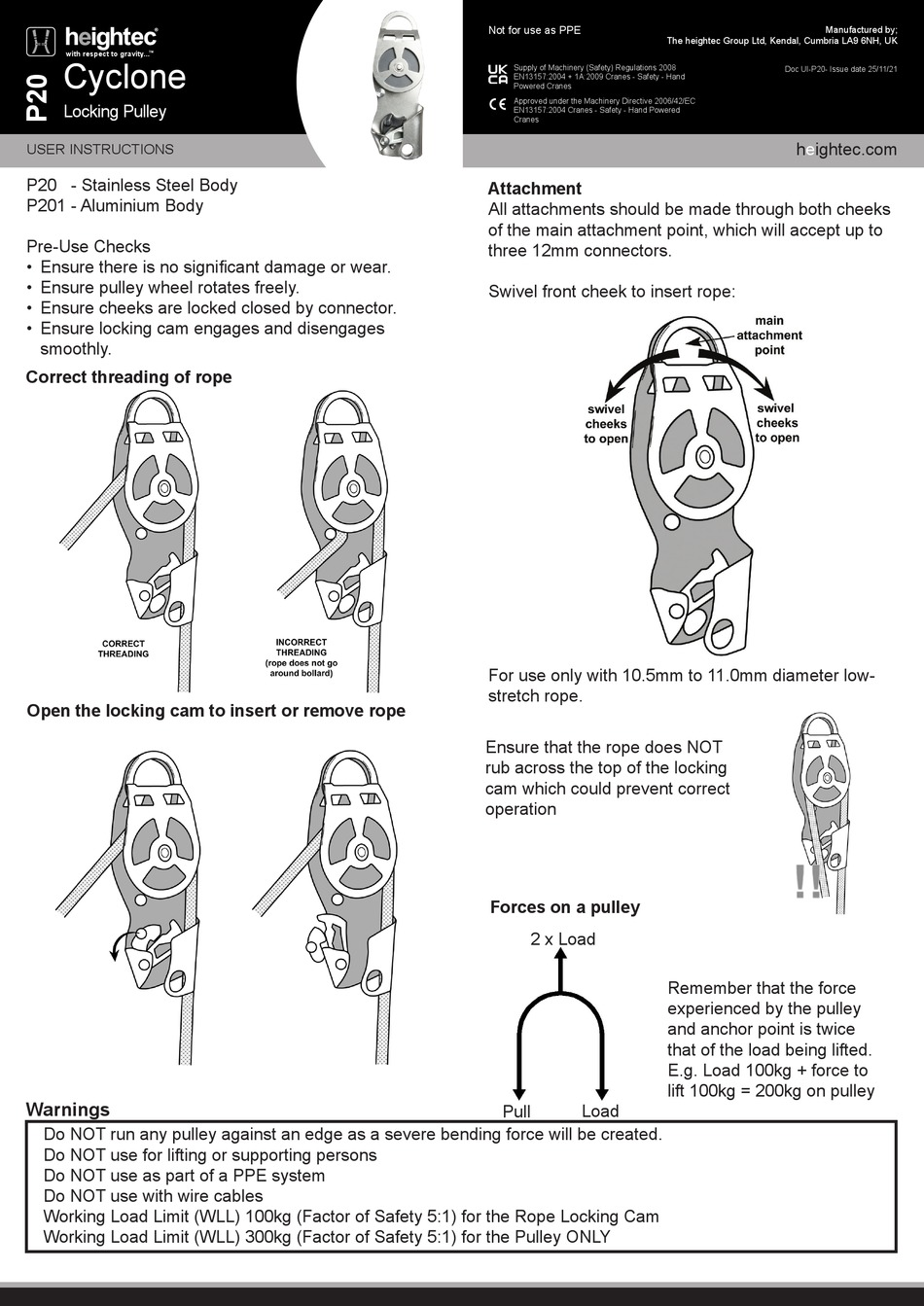 HEIGHTEC CYCLONE P20 USER INSTRUCTIONS Pdf Download | ManualsLib