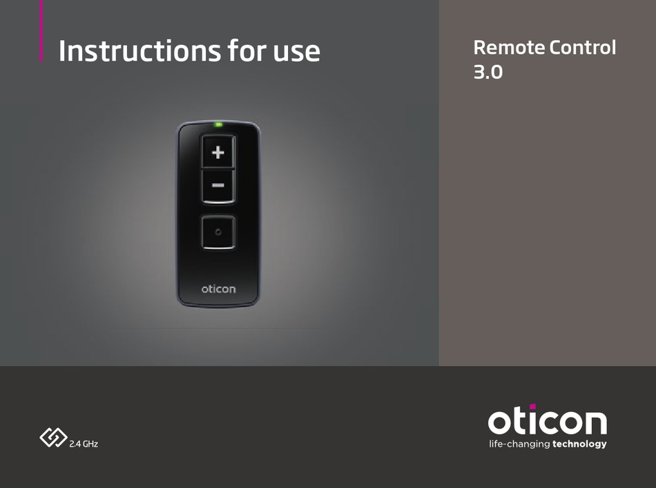 OTICON REMOTE CONTROL 3.0 INSTRUCTIONS FOR USE MANUAL Pdf Download