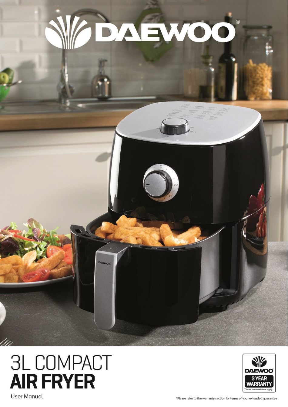 Daewoo Compact Deep Fat Fryer 1 Litre with Odour Filter