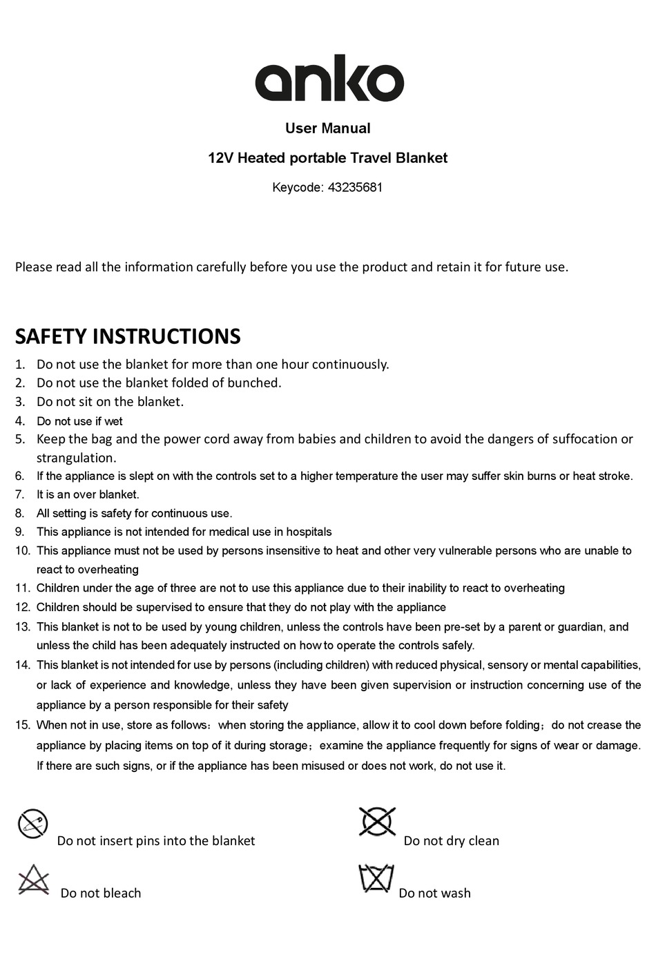 ANKO 43235681 USER MANUAL Pdf Download ManualsLib