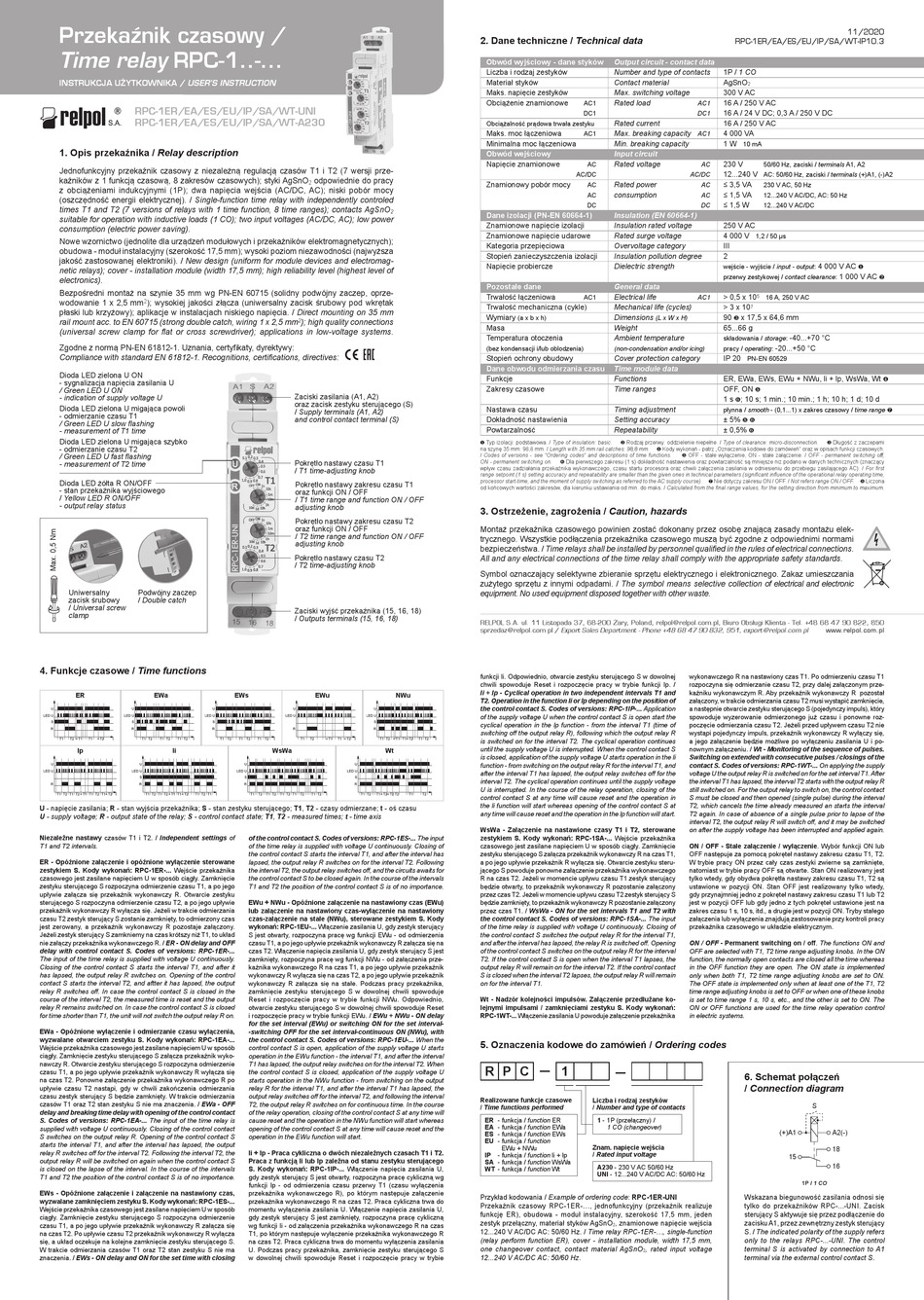 RELPOL RPC-1 SERIES USER INSTRUCTION Pdf Download | ManualsLib