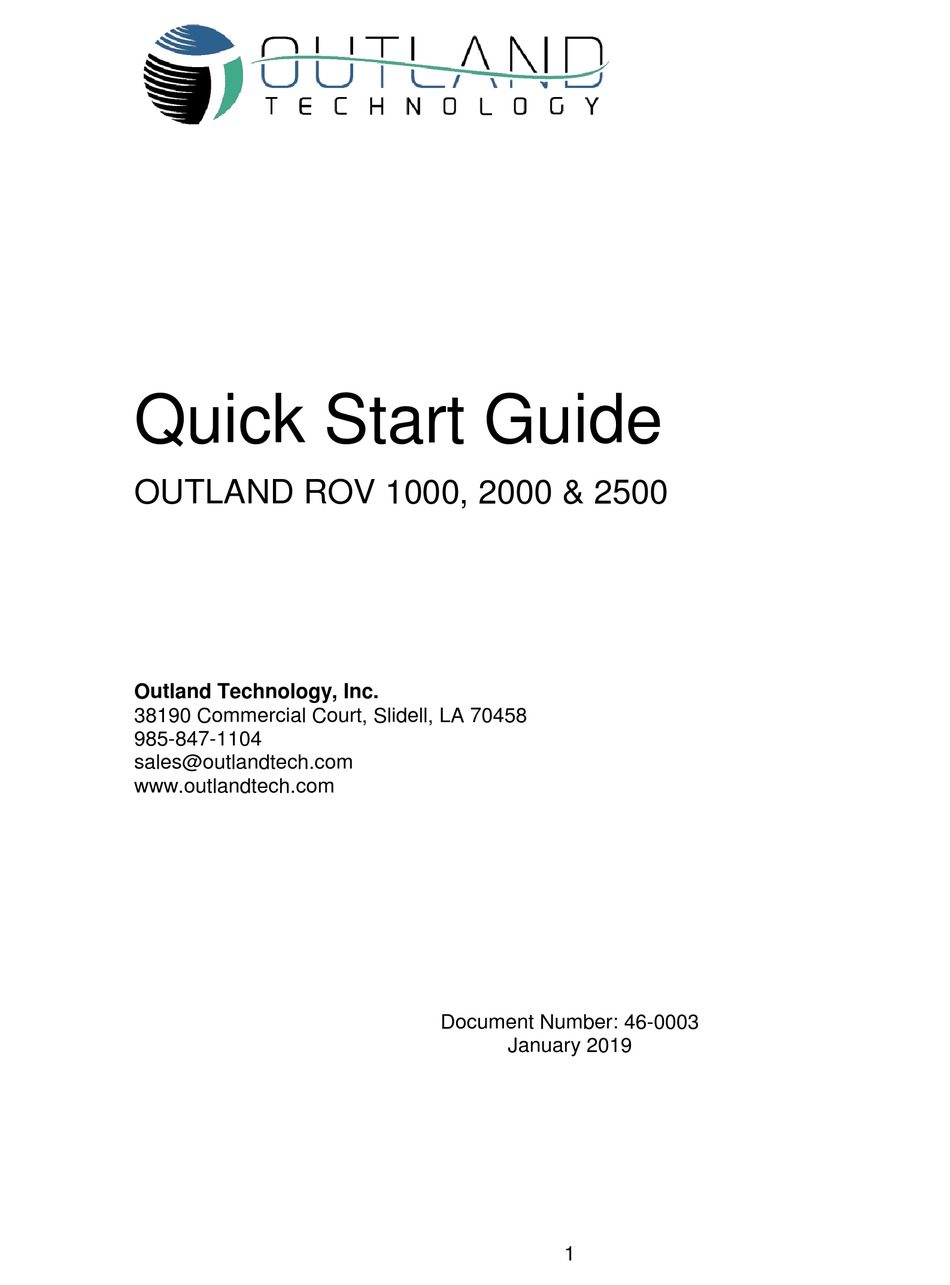 OUTLAND TECHNOLOGY ROV 1000 QUICK START MANUAL Pdf Download | ManualsLib
