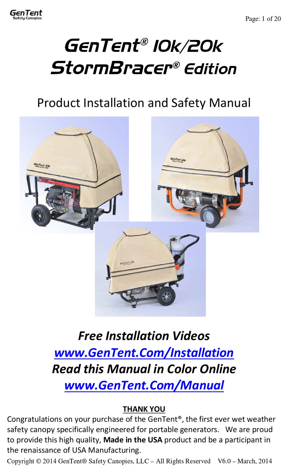 GENTENT STORMBRACER 10K PRODUCT INSTALLATION AND SAFETY MANUAL Pdf