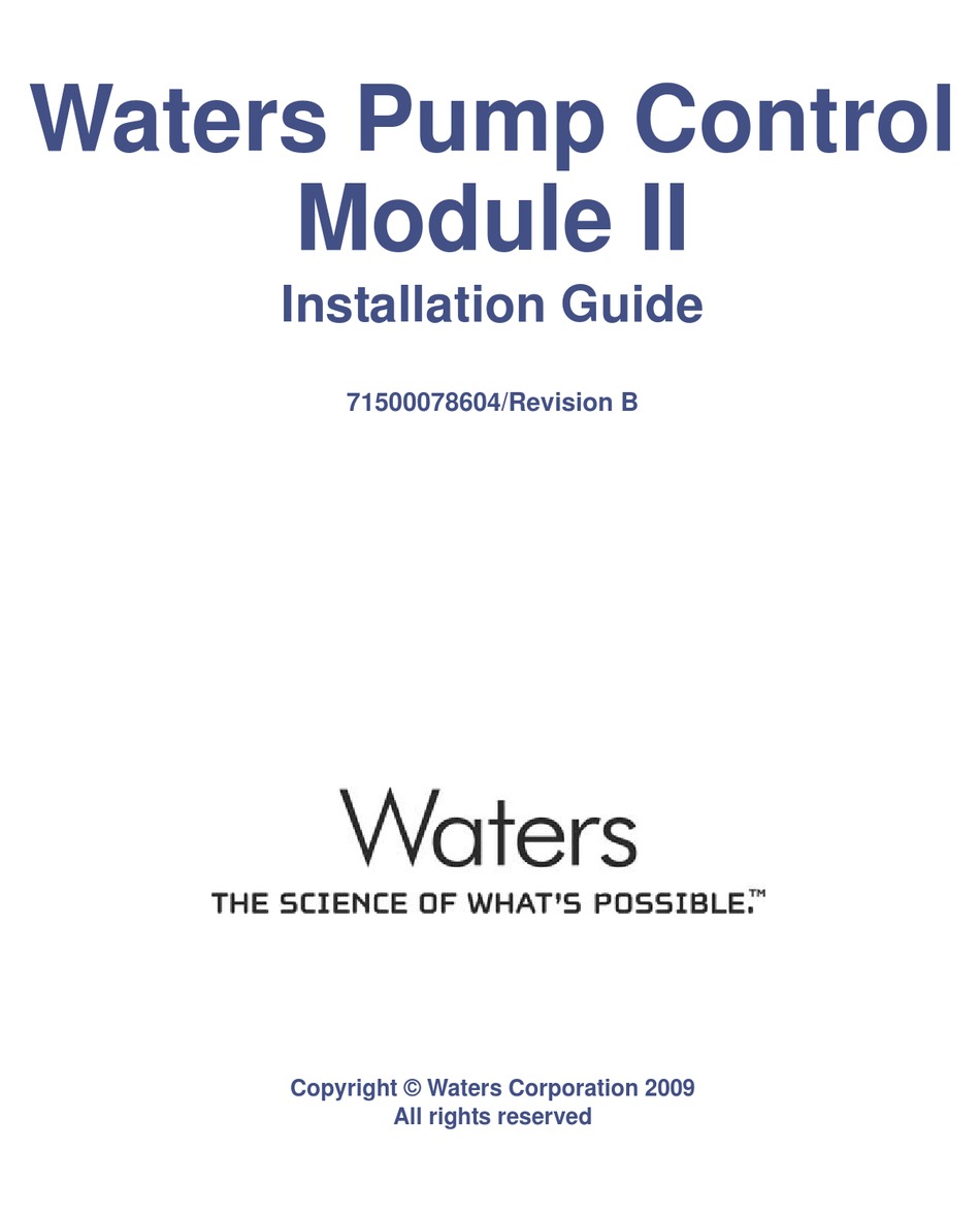 WATERS PUMP CONTROL MODULE II INSTALLATION MANUAL Pdf Download ManualsLib