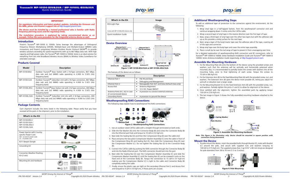 Proxim Tsunami Mp 10100 Bsu Quick Installation Manual Pdf Download