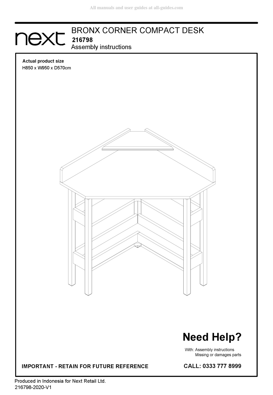 NEXT BRONX 216798 ASSEMBLY INSTRUCTIONS MANUAL Pdf Download ManualsLib