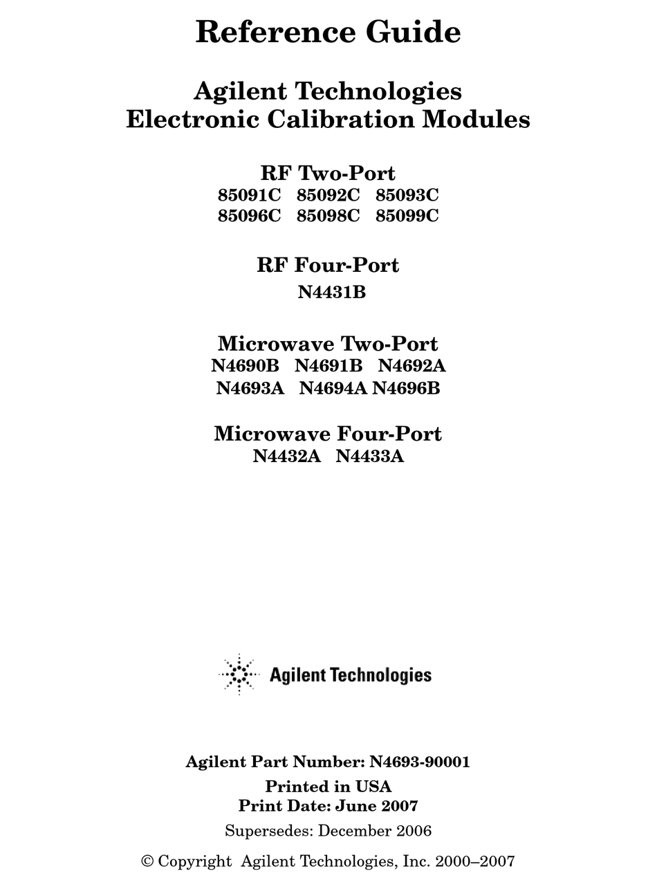 AGILENT TECHNOLOGIES 85091C REFERENCE MANUAL Pdf Download ManualsLib