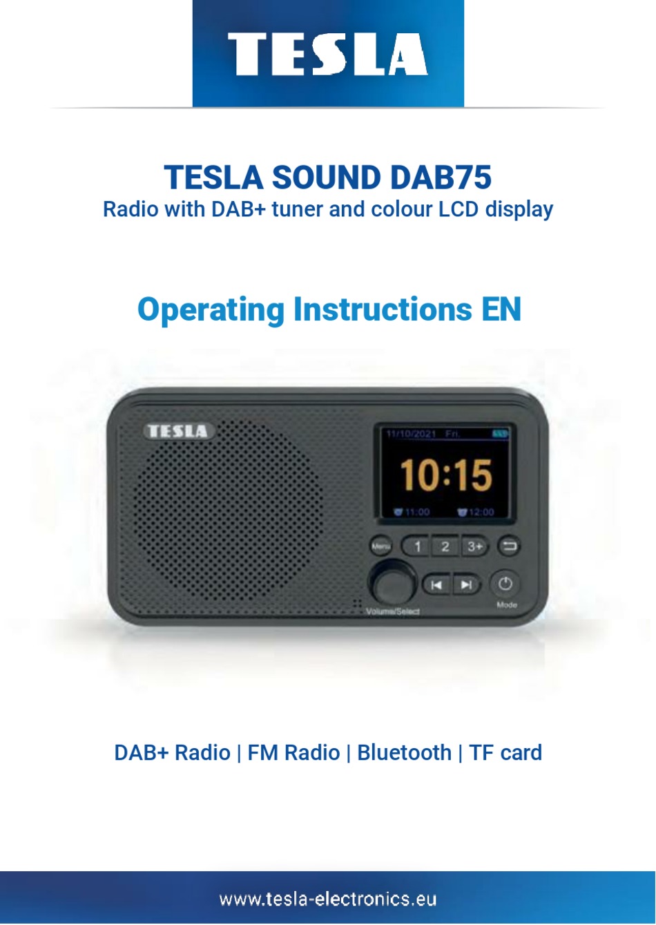 TESLA SOUND DAB75 OPERATING INSTRUCTIONS MANUAL Pdf Download ManualsLib