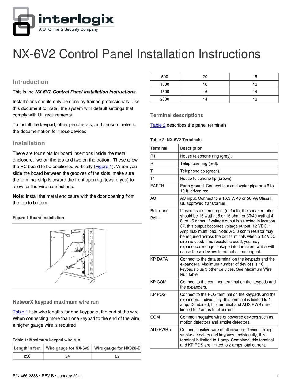 INTERLOGIX NX-6V2 INSTALLATION INSTRUCTIONS MANUAL Pdf Download ...