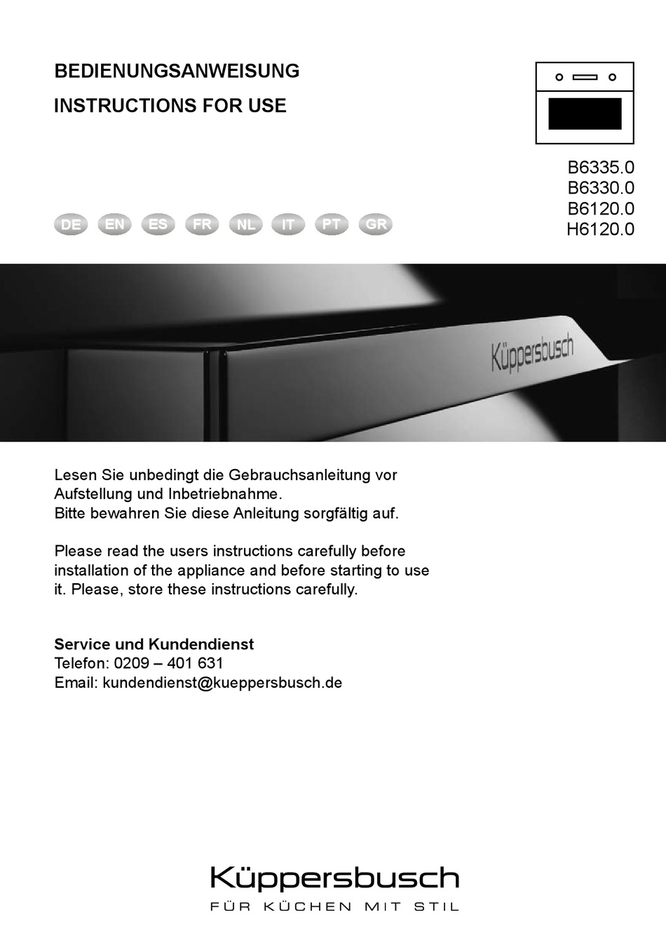 KUPPERSBUSCH B6335.0 INSTRUCTIONS FOR USE MANUAL Pdf Download ManualsLib