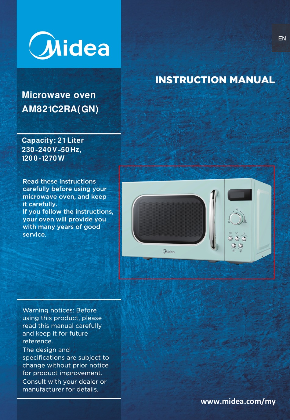 MIDEA AM821C2RA INSTRUCTION MANUAL Pdf Download | ManualsLib