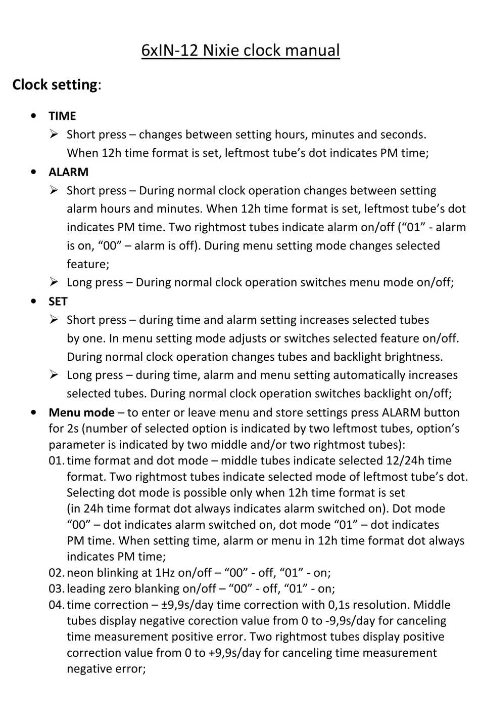 NIXIE CLOCK 6XIN12 MANUAL Pdf Download ManualsLib