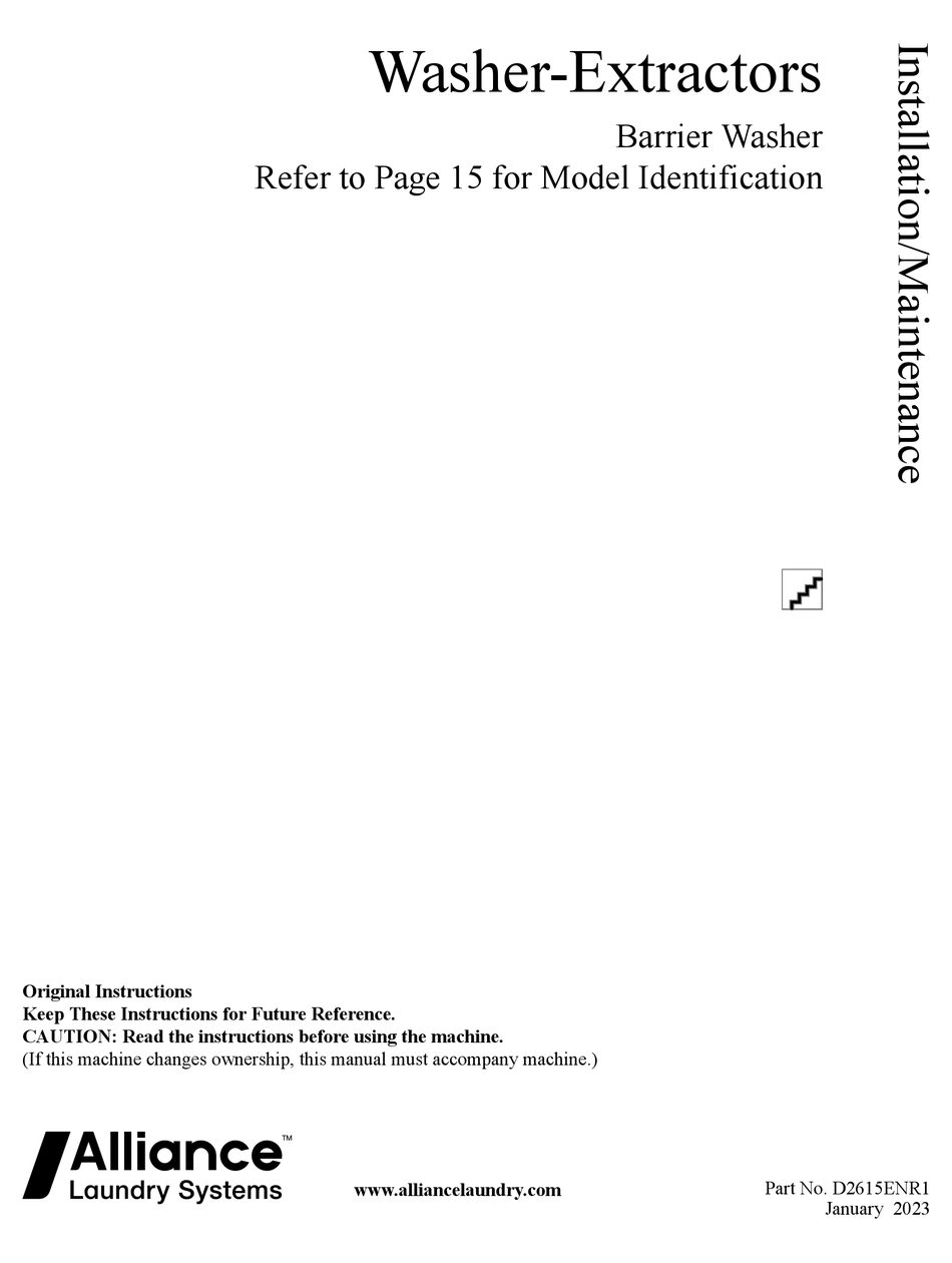 ALLIANCE LAUNDRY SYSTEMS WB2 350B SERIES INSTALLATION & MAINTENANCE Pdf