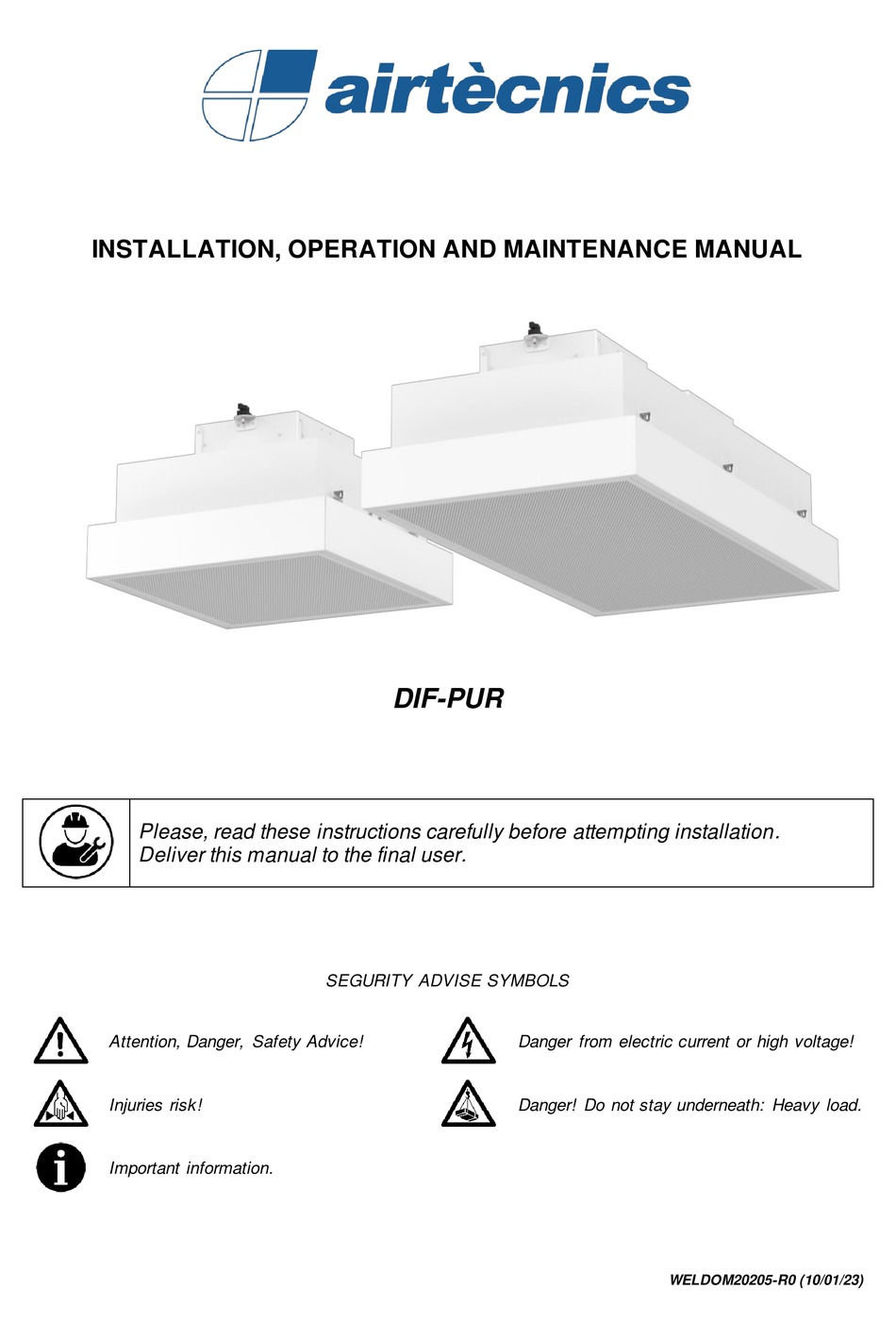 AIRTECNICS DIFPUR INSTALLATION, OPERATION AND MAINTENANCE MANUAL Pdf
