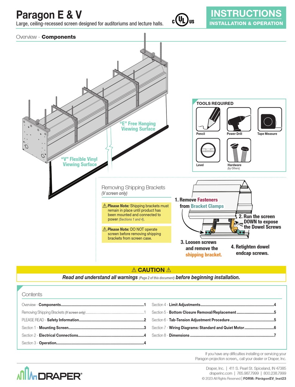 DRAPER PARAGON E INSTRUCTIONS MANUAL Pdf Download ManualsLib