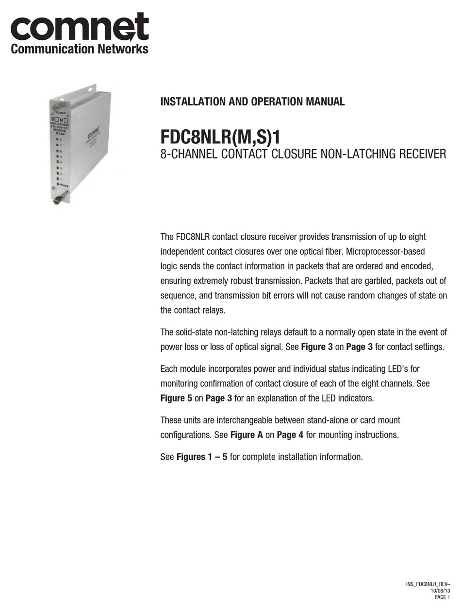 COMNET FDC8NLR1 INSTALLATION AND OPERATION MANUAL Pdf Download | ManualsLib