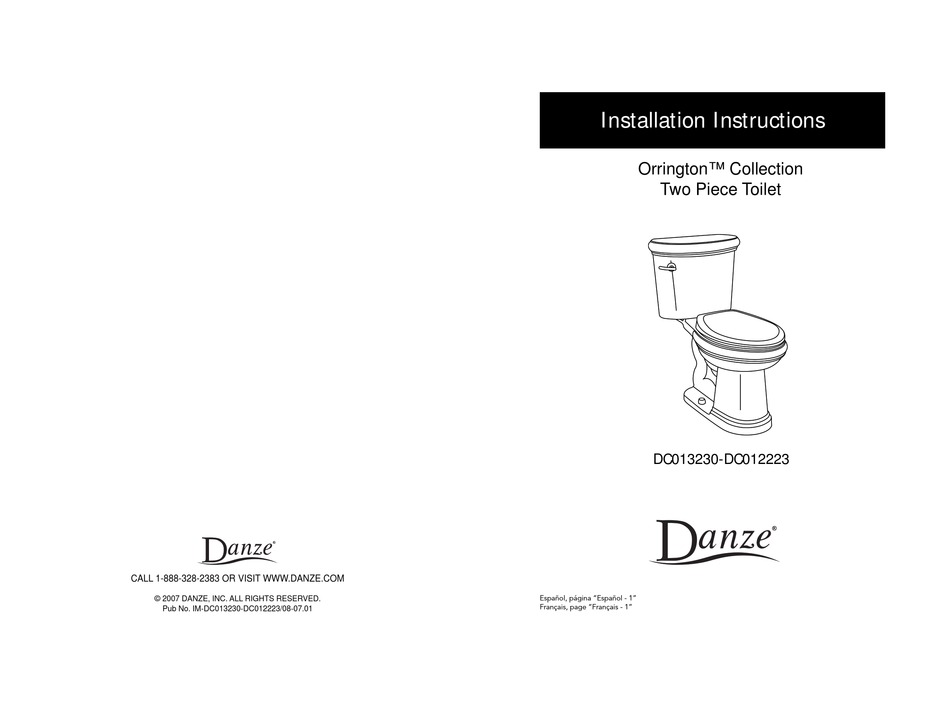 DANZE ORRINGTON DC013230 INSTALLATION INSTRUCTIONS MANUAL Pdf Download