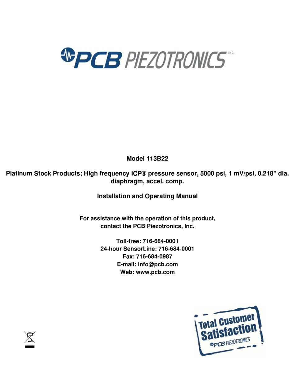 PCB PIEZOTRONICS ICP 102 SERIES INSTALLATION AND OPERATING MANUAL Pdf ...