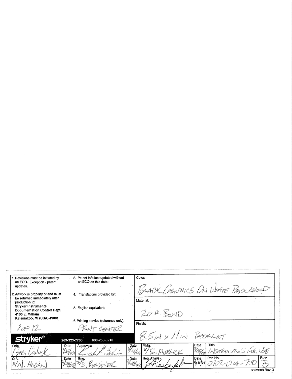 STRYKER NEPTUNE 2 INSTRUCTIONS FOR USE MANUAL Pdf Download ManualsLib