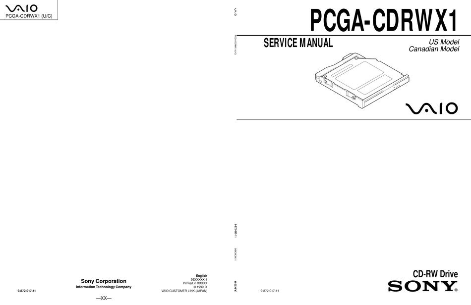 SONY VAIO PCGACDRWX1 SERVICE MANUAL Pdf Download ManualsLib