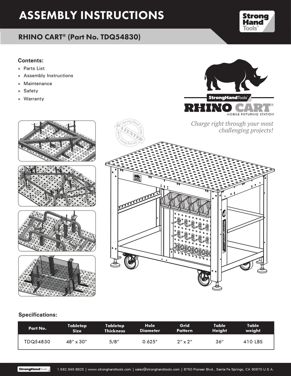 STRONGHANDTOOL RHINO CART ASSEMBLY INSTRUCTIONS Pdf Download | ManualsLib