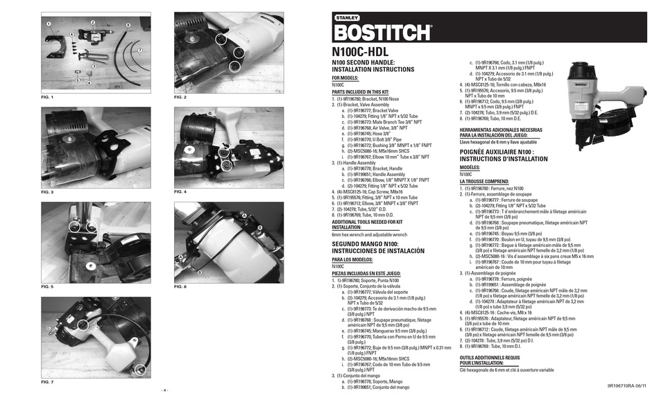 STANLEY BOSTITCH N100CHDL INSTALLATION INSTRUCTIONS Pdf Download