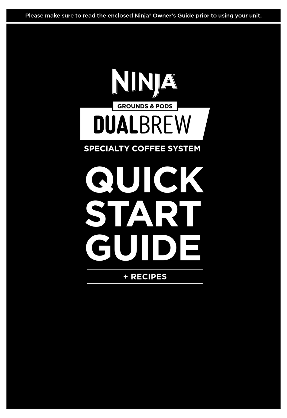NINJA DUALBREW PRO SPECIALTY COFFEE SYSTEM QUICK START MANUAL Pdf