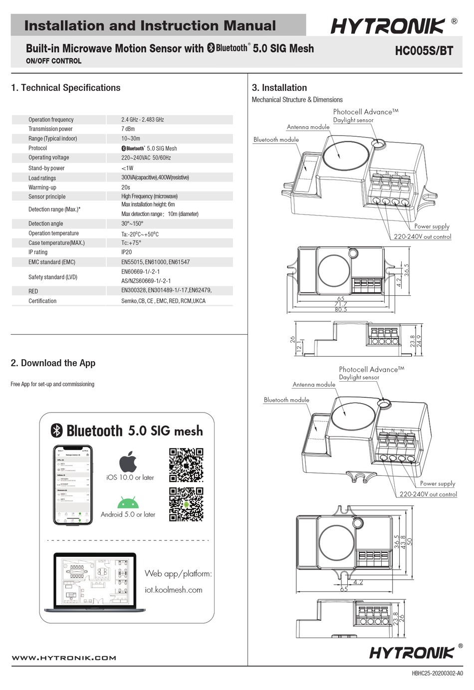 HYTRONIK HC005S/BT INSTALLATION AND INSTRUCTION MANUAL Pdf Download ...