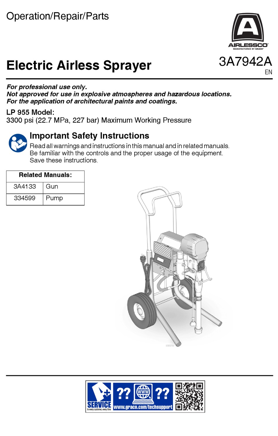 Airlessco Lp 955 Operation - Repair - Parts Pdf Download 