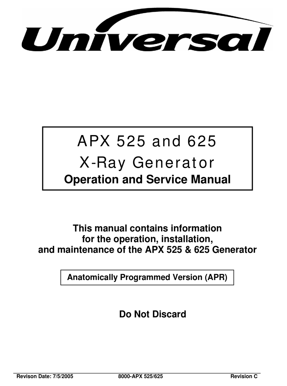 UNIVERSAL APX 525 OPERATION AND SERVICE MANUAL Pdf Download ManualsLib