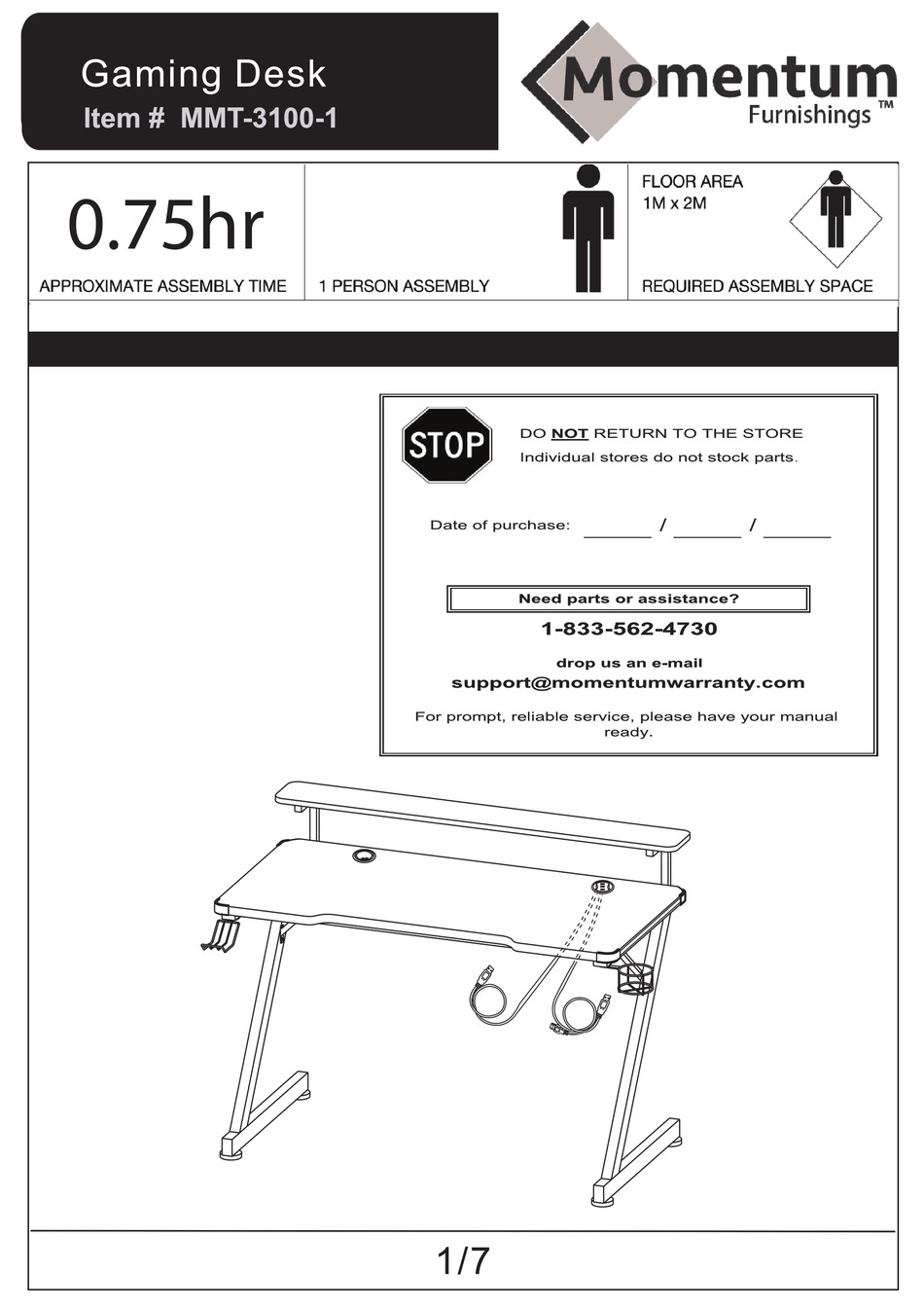 MOMENTUM MMT31001 ASSEMBLY INSTRUCTIONS MANUAL Pdf Download ManualsLib