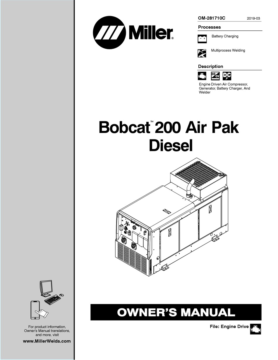 MILLER BOBCAT 200 AIR PAK DIESEL OWNER