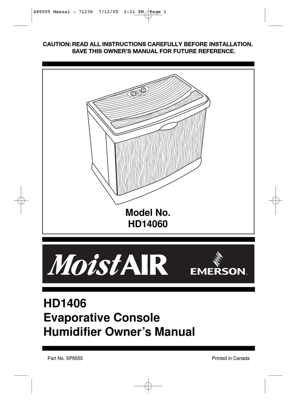 EMERSON MOISTAIR HD14060 OWNER'S MANUAL Pdf Download | ManualsLib