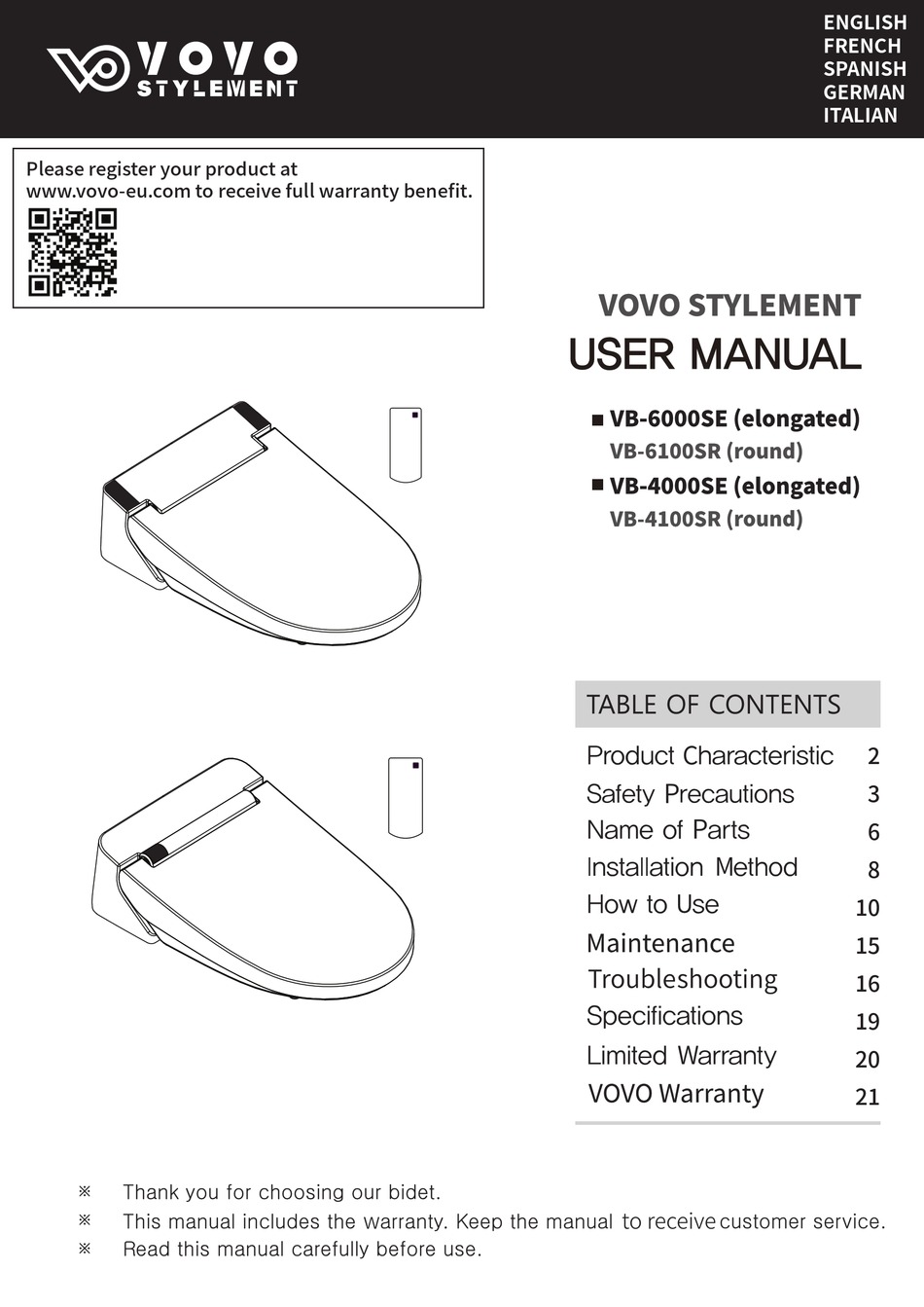 VOVO VB-6000SE USER MANUAL Pdf Download | ManualsLib