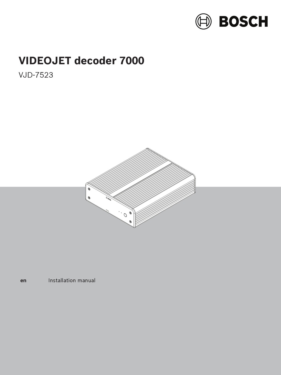 BOSCH VIDEOJET 7000 INSTALLATION MANUAL Pdf Download ManualsLib