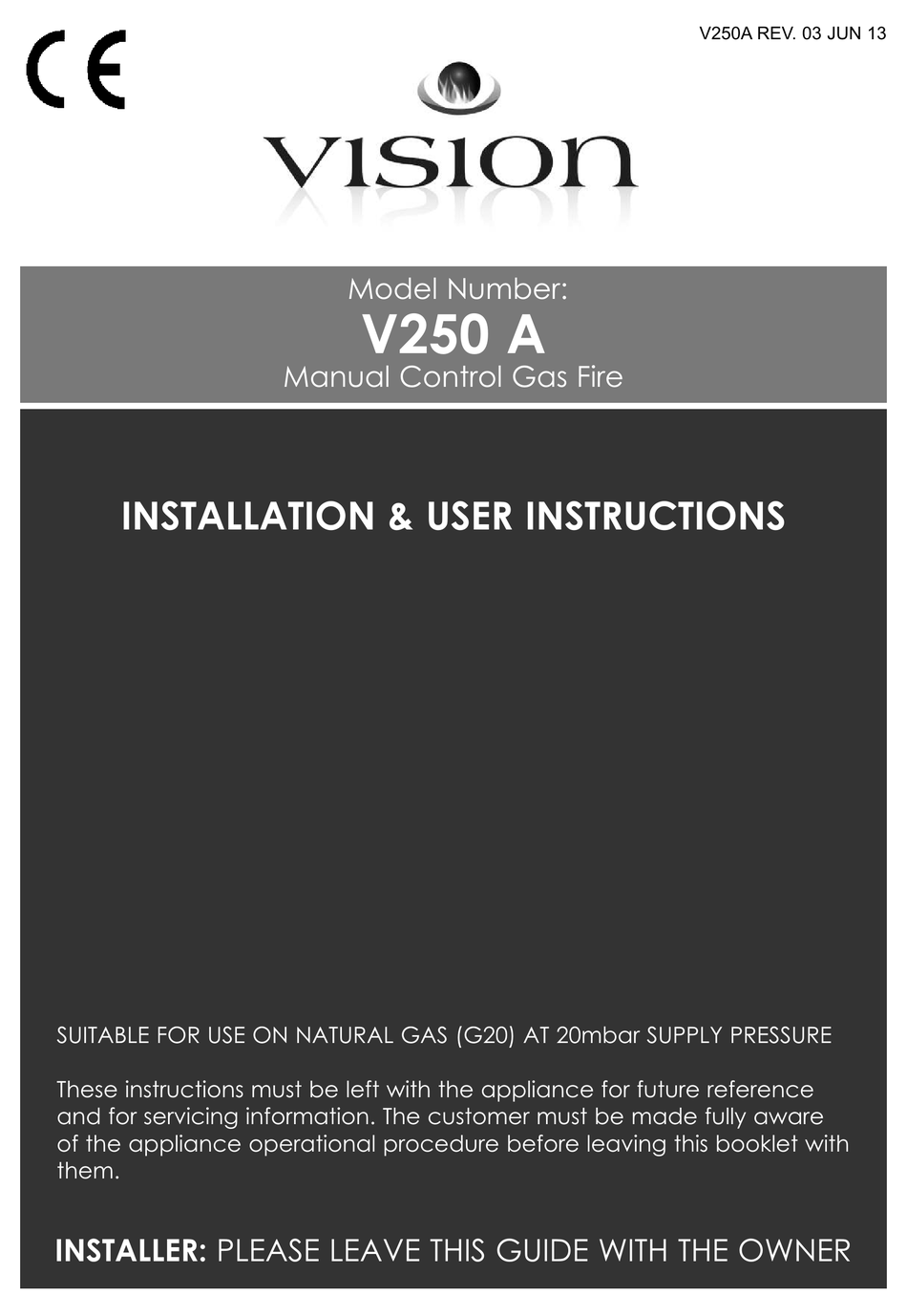 VISION V250 A INSTALLATION & USER'S INSTRUCTIONS Pdf Download | ManualsLib