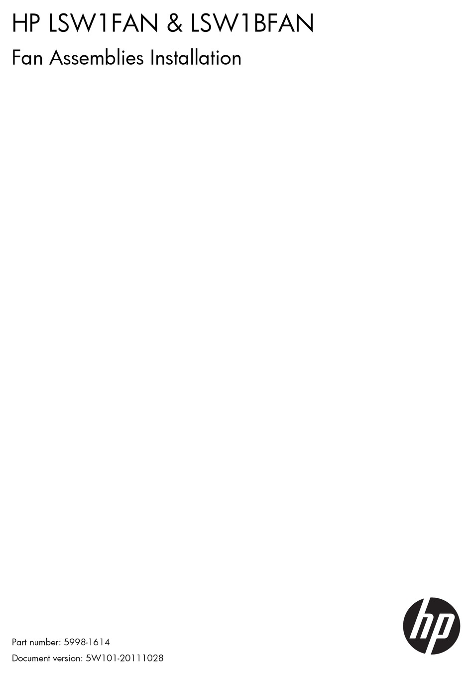 HP LSW1FAN ASSEMBLIES INSTALLATION Pdf Download ManualsLib