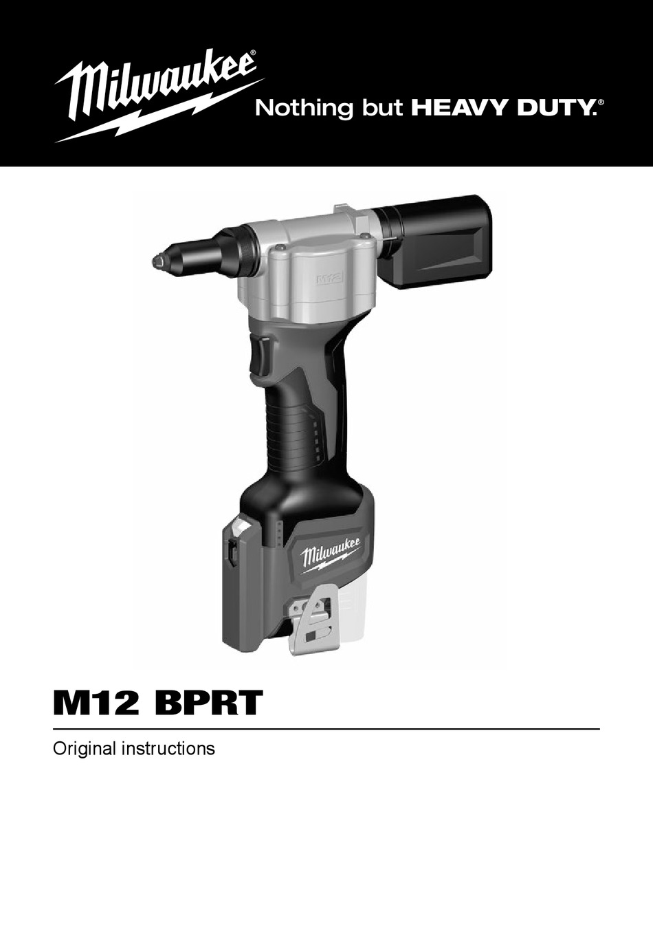 MILWAUKEE M12 BPRT ORIGINAL INSTRUCTIONS MANUAL Pdf Download ManualsLib