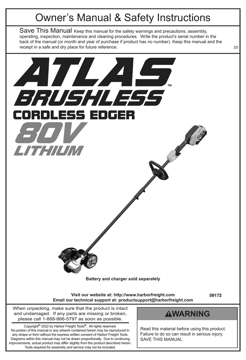 ATLAS 59172 OWNER'S MANUAL & SAFETY INSTRUCTIONS Pdf Download ManualsLib