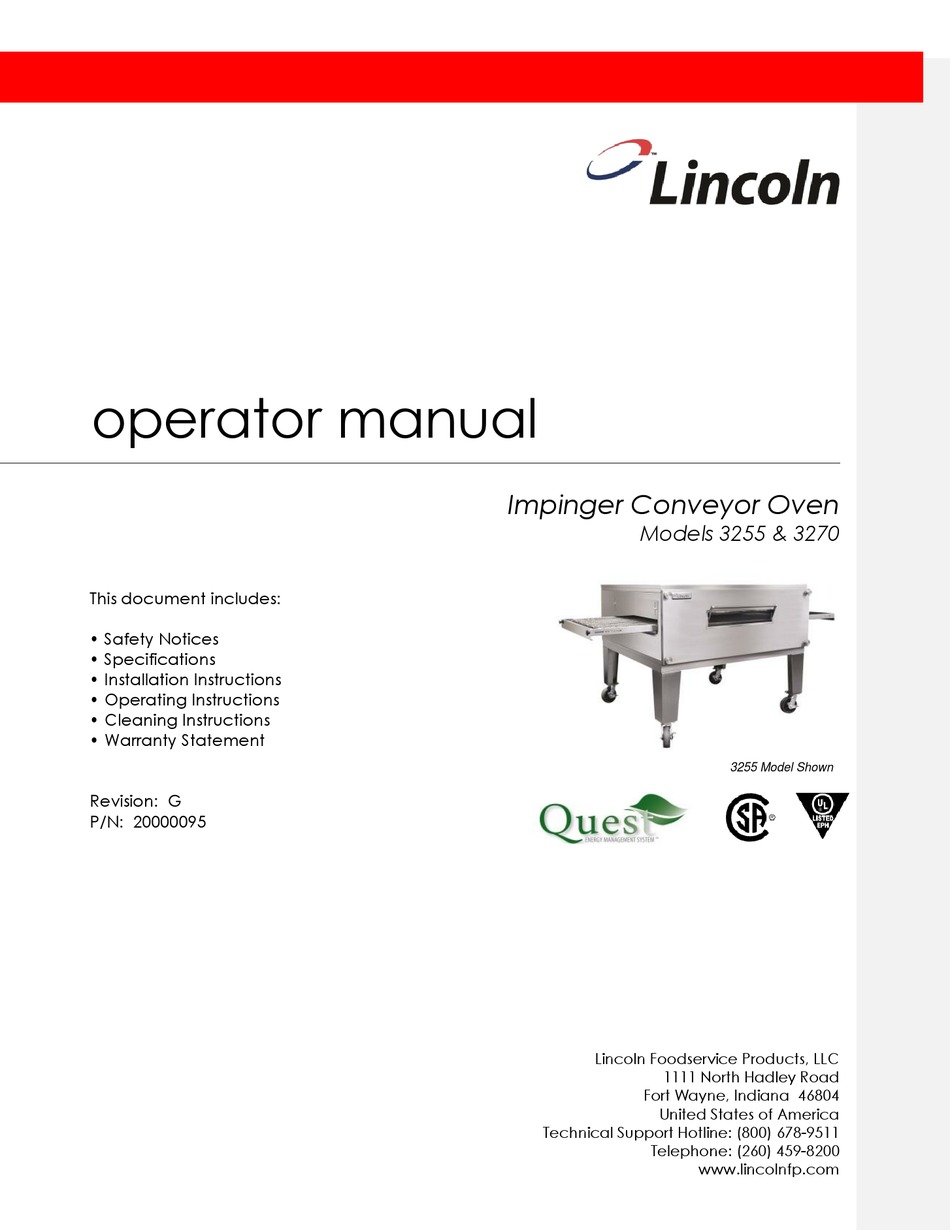 LINCOLN 3200 SERIES OPERATOR