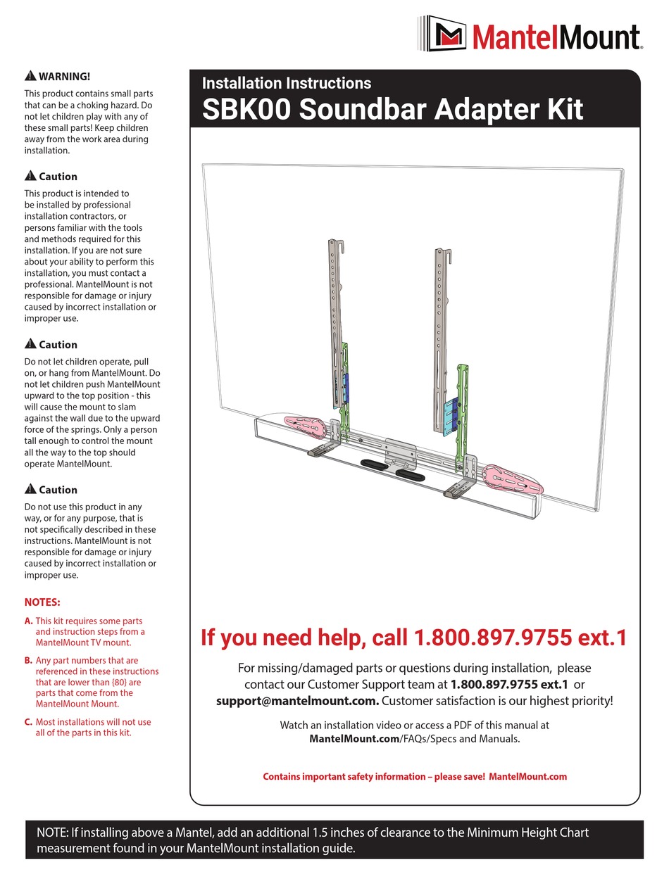 MANTELMOUNT SBK00 INSTALLATION INSTRUCTIONS MANUAL Pdf Download