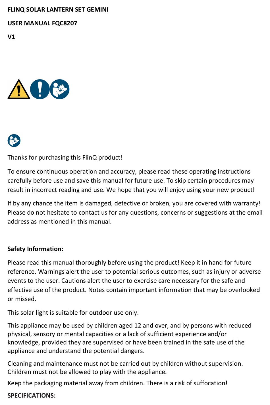 FLINQ GEMINI SET USER MANUAL Pdf Download ManualsLib