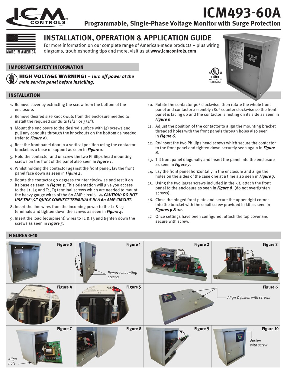 ICM CONTROLS ICM49360A INSTALLATION, OPERATION & APPLICATION MANUAL