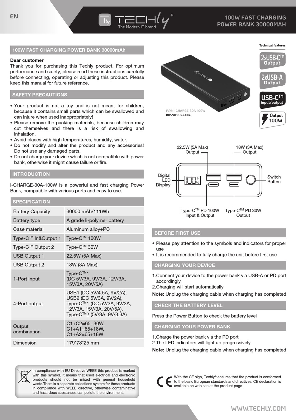 TECHLY I-CHARGE-30A-100W QUICK START MANUAL Pdf Download | ManualsLib