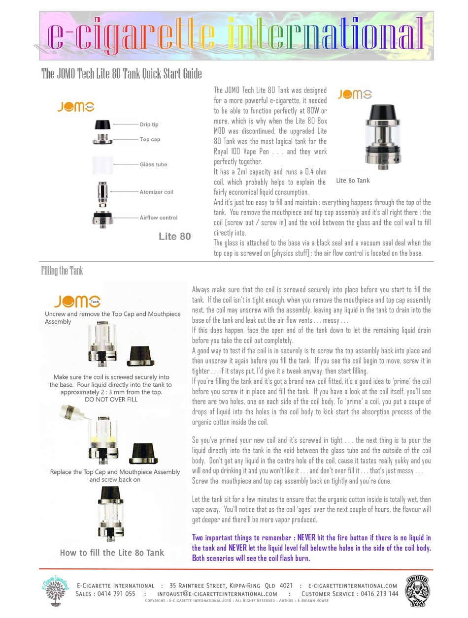 JOMO TECH LITE 80 QUICK START MANUAL Pdf Download ManualsLib