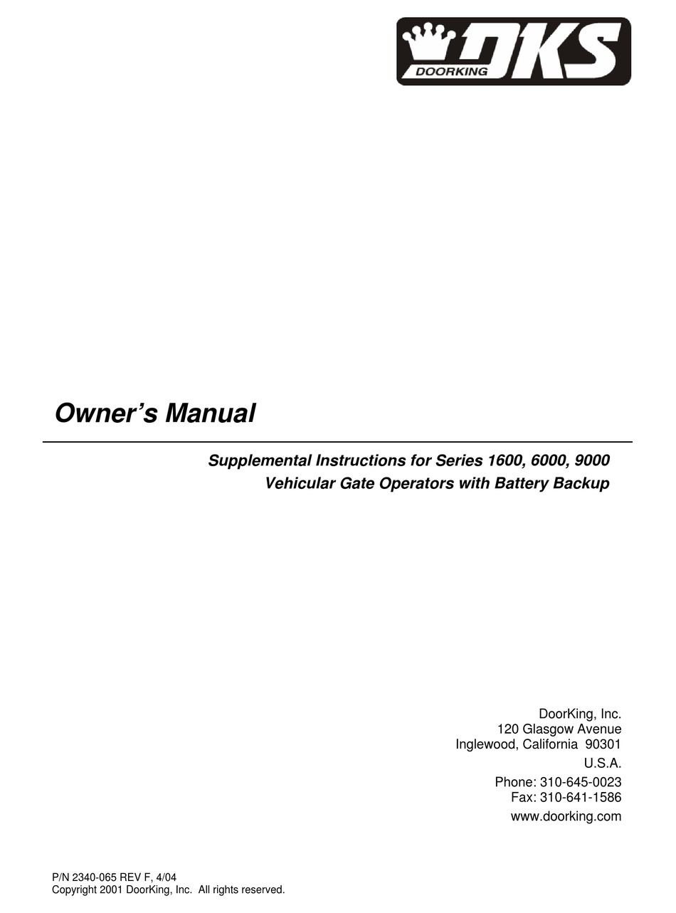 DKS 1600 SERIES OWNER'S MANUAL Pdf Download | ManualsLib