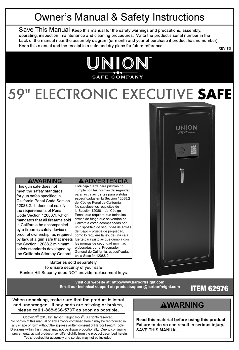 UNION 62976 OWNER'S MANUAL & SAFETY INSTRUCTIONS Pdf Download ManualsLib