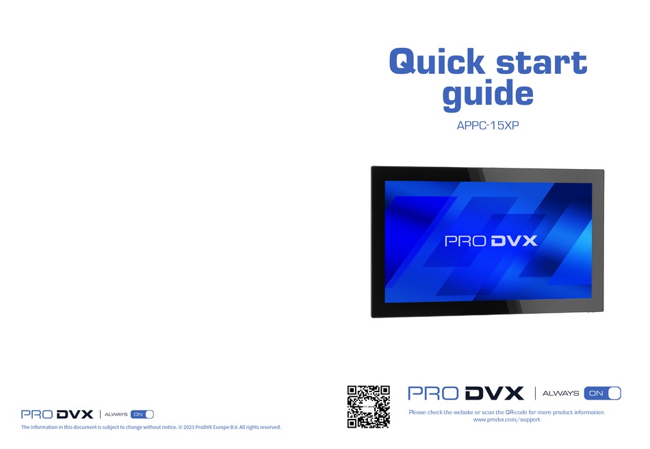 PRO DVX APPC15XP QUICK START MANUAL Pdf Download ManualsLib