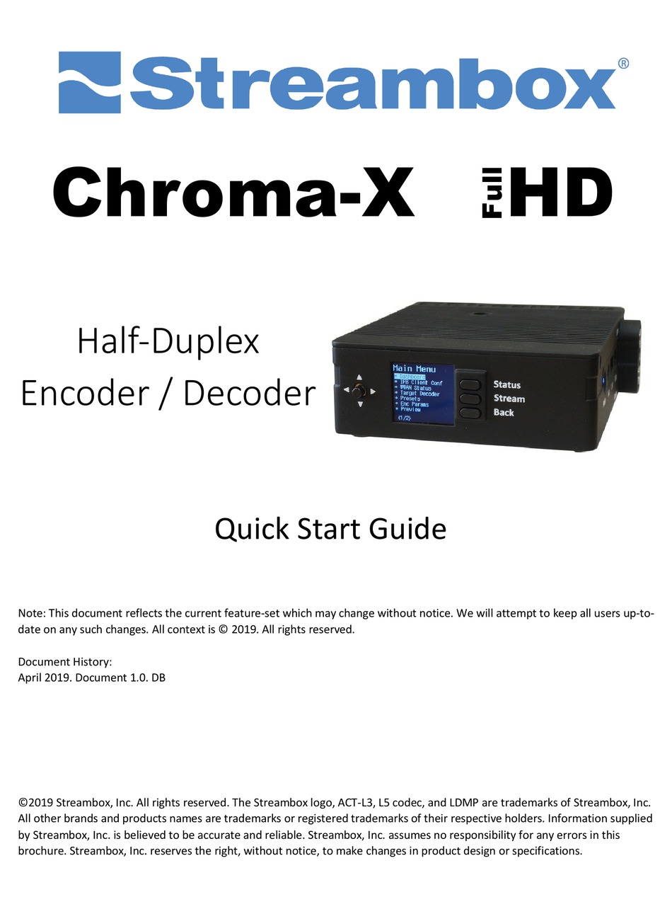 STREAMBOX CHROMAX FULL HD QUICK START MANUAL Pdf Download ManualsLib
