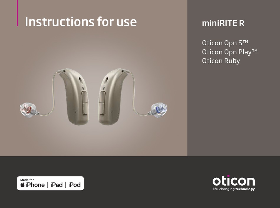 OTICON MINIRITE R INSTRUCTIONS FOR USE MANUAL Pdf Download | ManualsLib